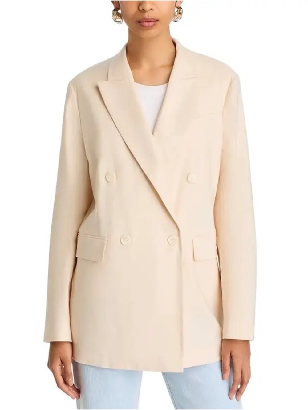 rag & bone Emile Cream Double-Breasted Blazer Jacket